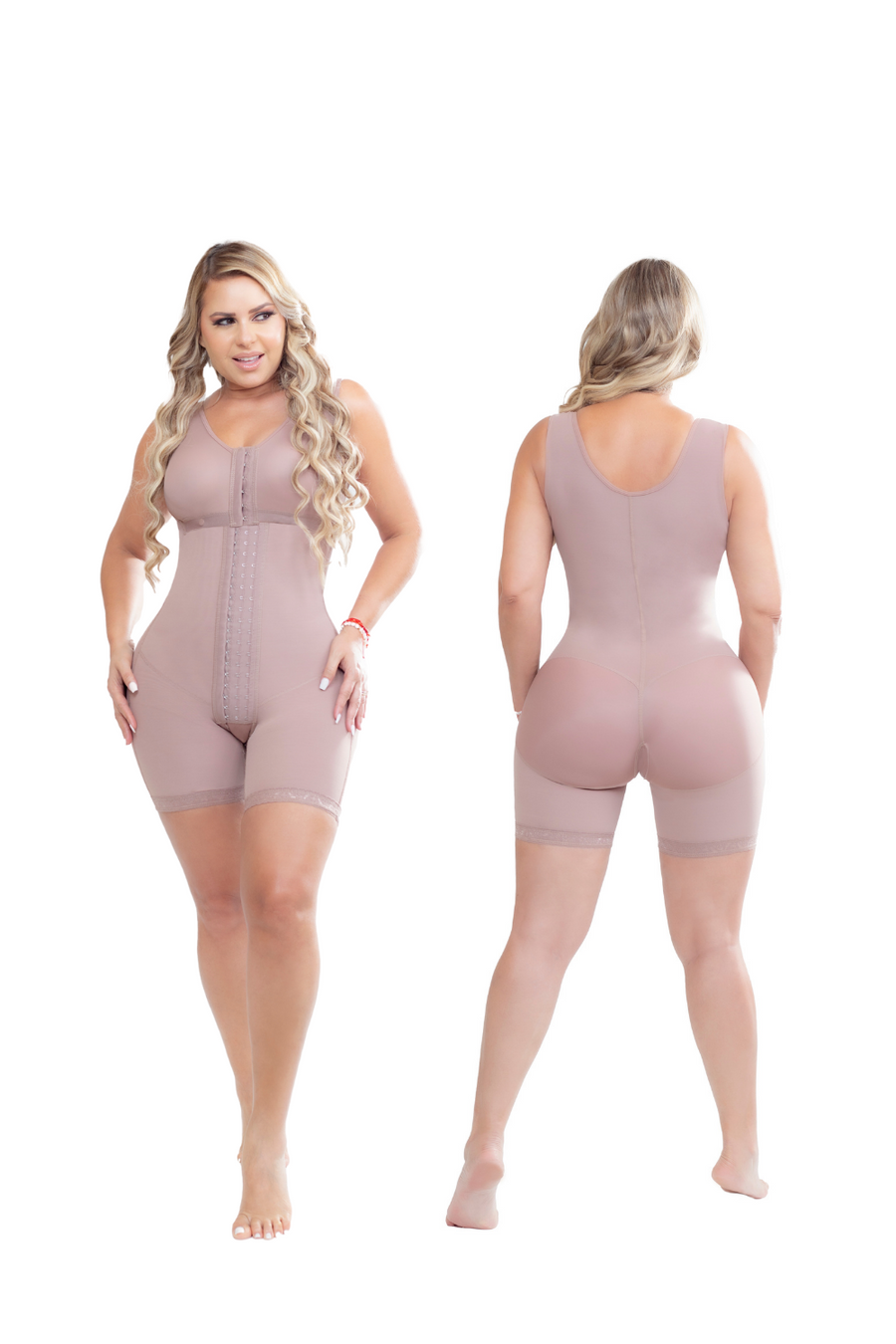 09431 - ATTACHED BRA, SLEEVELESS, 3 LEVEL HOOK, MID-THIGH WITH ULTRA BUTTLIFTER