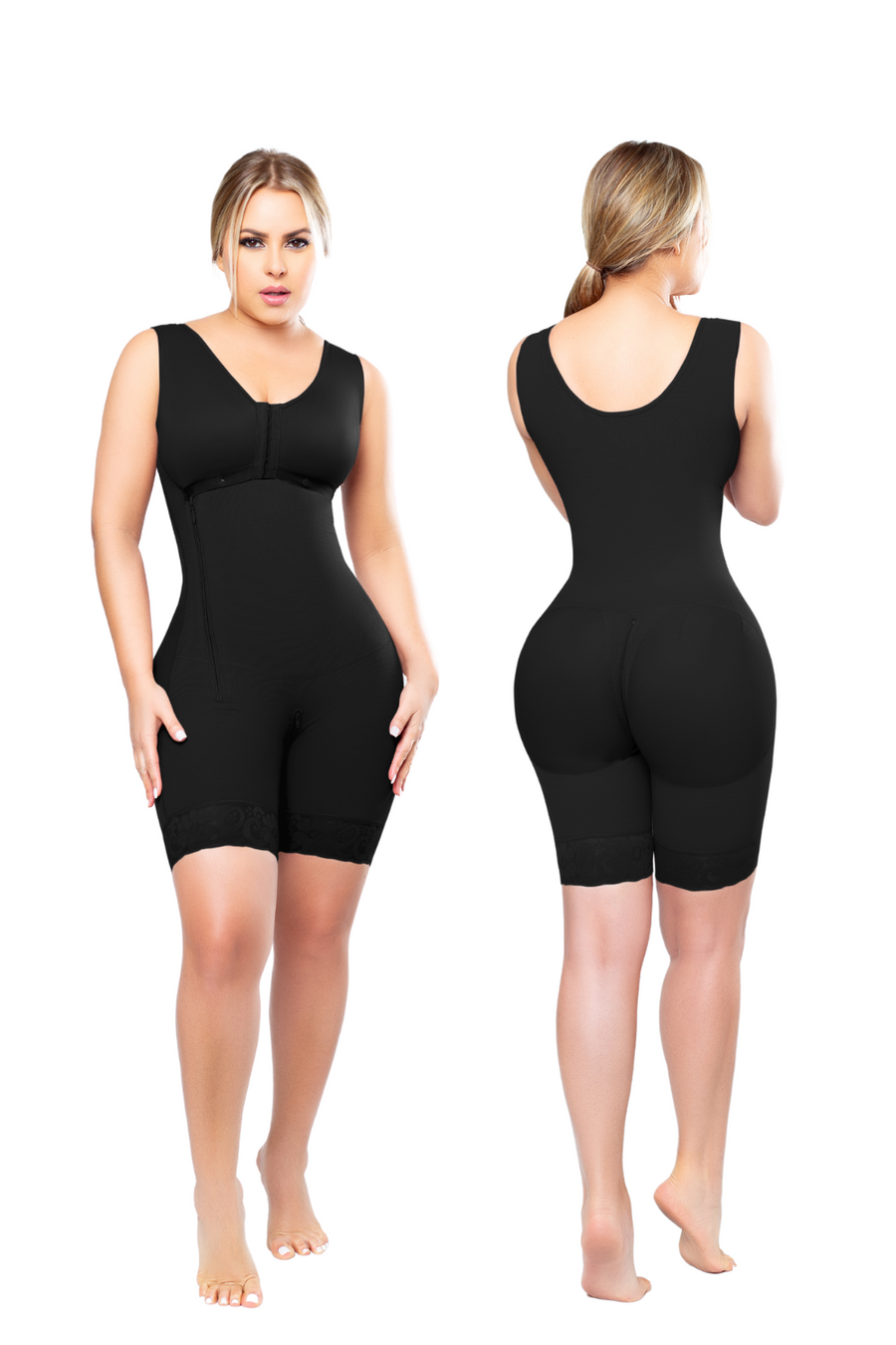 09375 - ATTACHED BRA, SLEEVELESS, SIDE ZIPPER, MID-THIGH AND ULTRA BUT –  SHAPERS